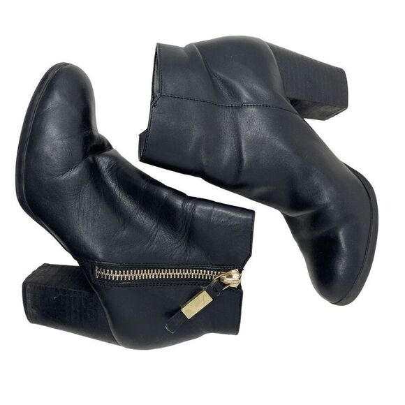 Aldo Womens Leather Side Zip Block Heel Ankle Booties Black Size 9 - Picture 4 of 9